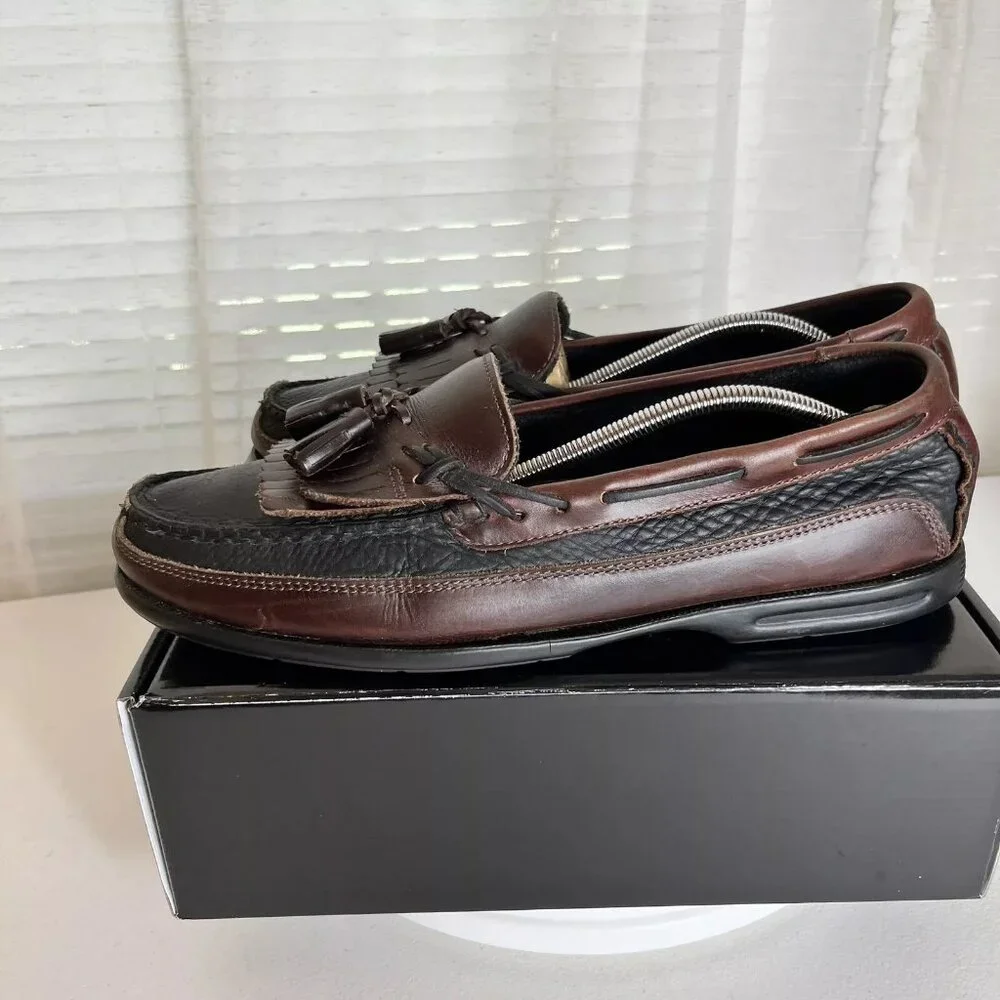 Sperry Tremont Loafers Boat Shoes Mens Size 11.5‎ M Two-Tone Brown / Black GUC!