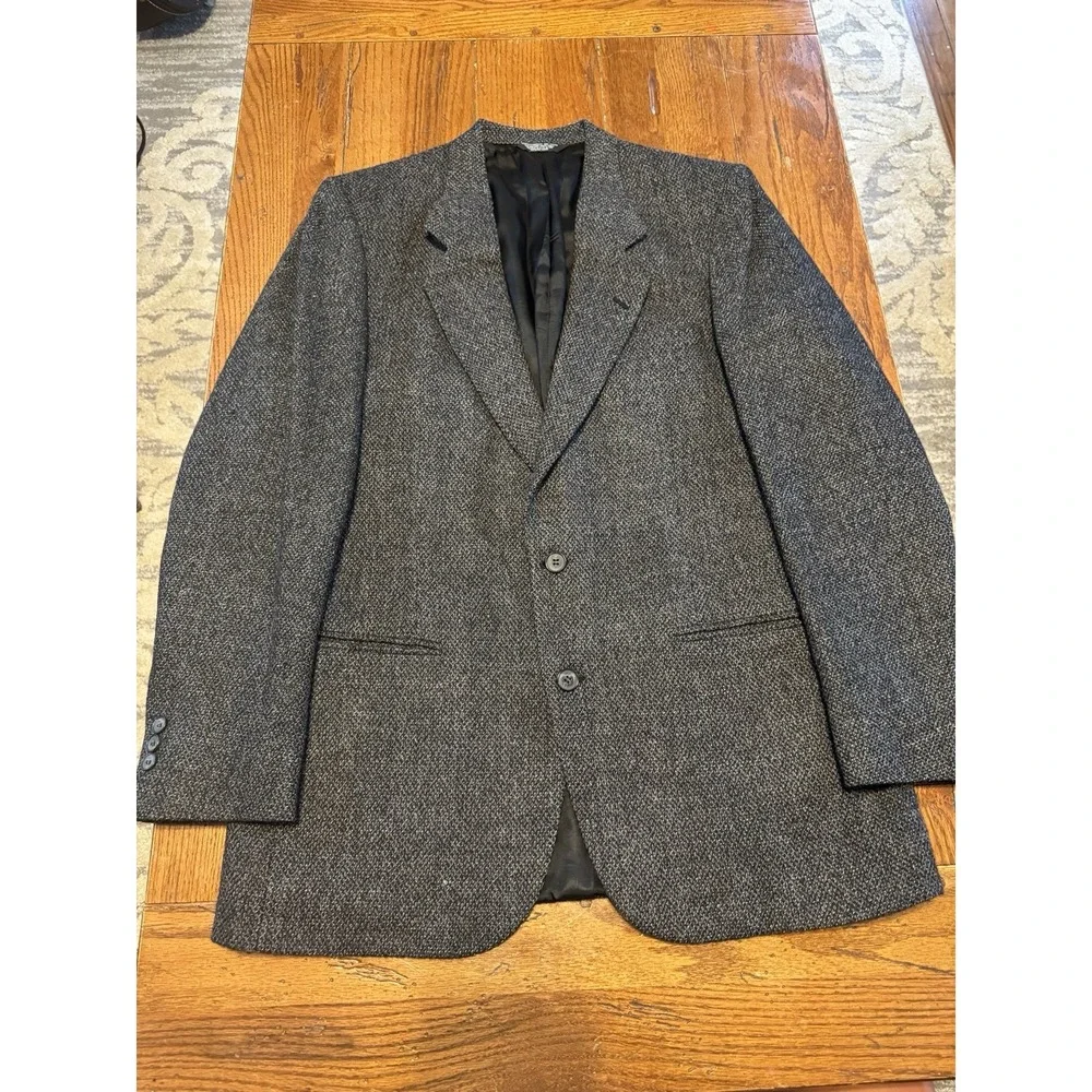 VINTAGE Nino Cerruti Sport Coat Men 36 Brown Blazer Wool Tweed Houndstooth 80s *