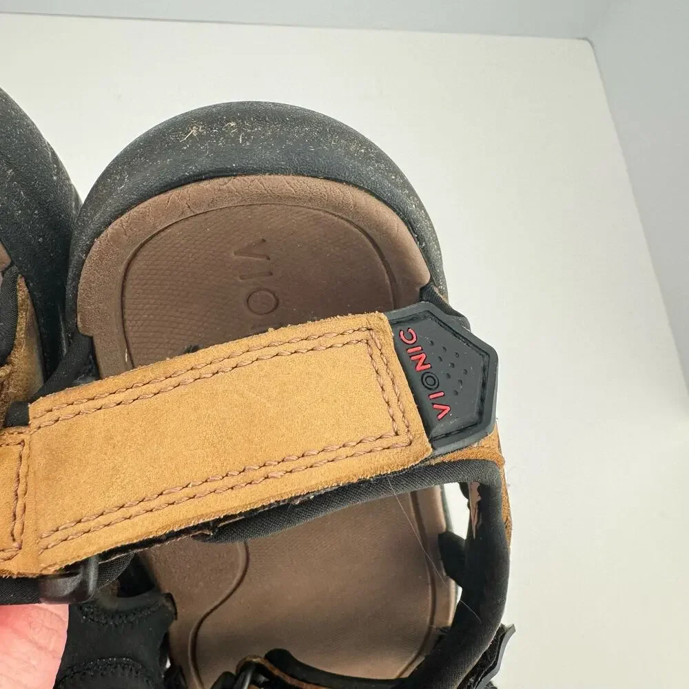 Vionic Neil Brown Nubuck‎ Leather Breathable Adjustable Platform Sandals Sz 7