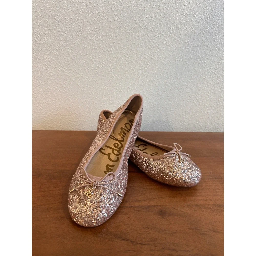 Sam Edelman Felicia Mini Rose Gold Glitter Ballet Flats‎ Girls Size 3M