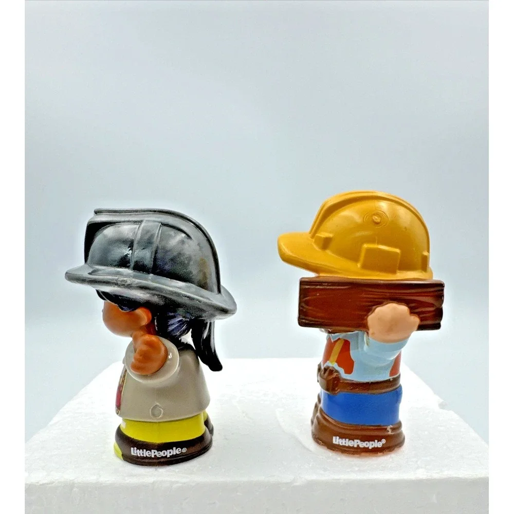 Lot Of‎ 2 Fisher Price Little People Girl Firefighter and Construction Man 2016