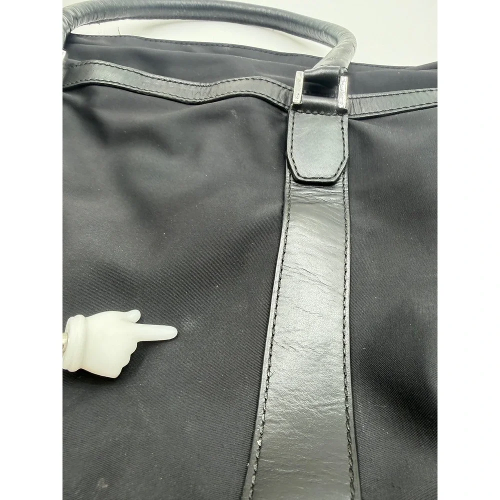 Cole Hann Black Nylon Leather Trim Laptop Messenger‎ Bag Briefcase Adj. Strap
