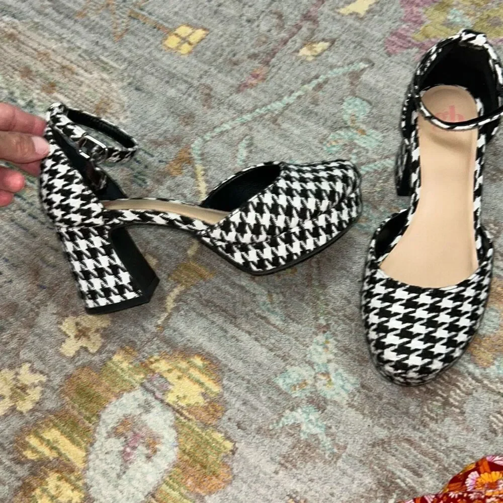 Gianni bini girl’s houndstooth heels sz 2