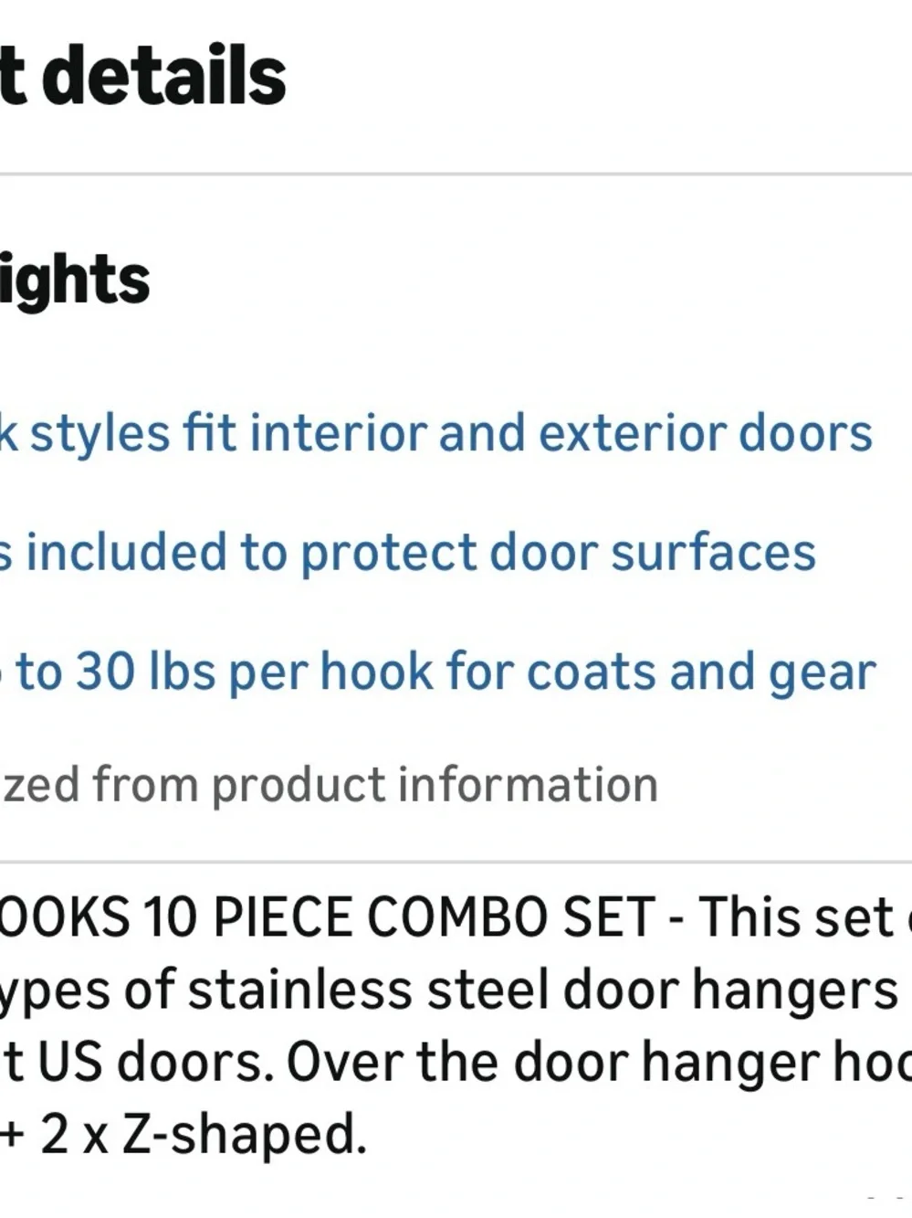 White Over-the-Door Hooks - 10 Pack