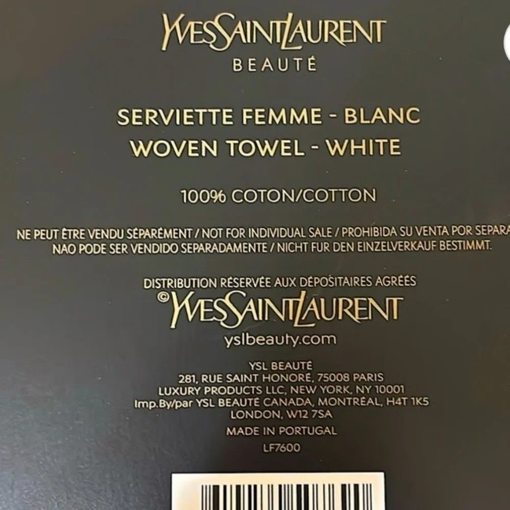 YSL Libre Large Ivory/Cream Woven Bath Towel Brand New in Box Yves Saint Laurent