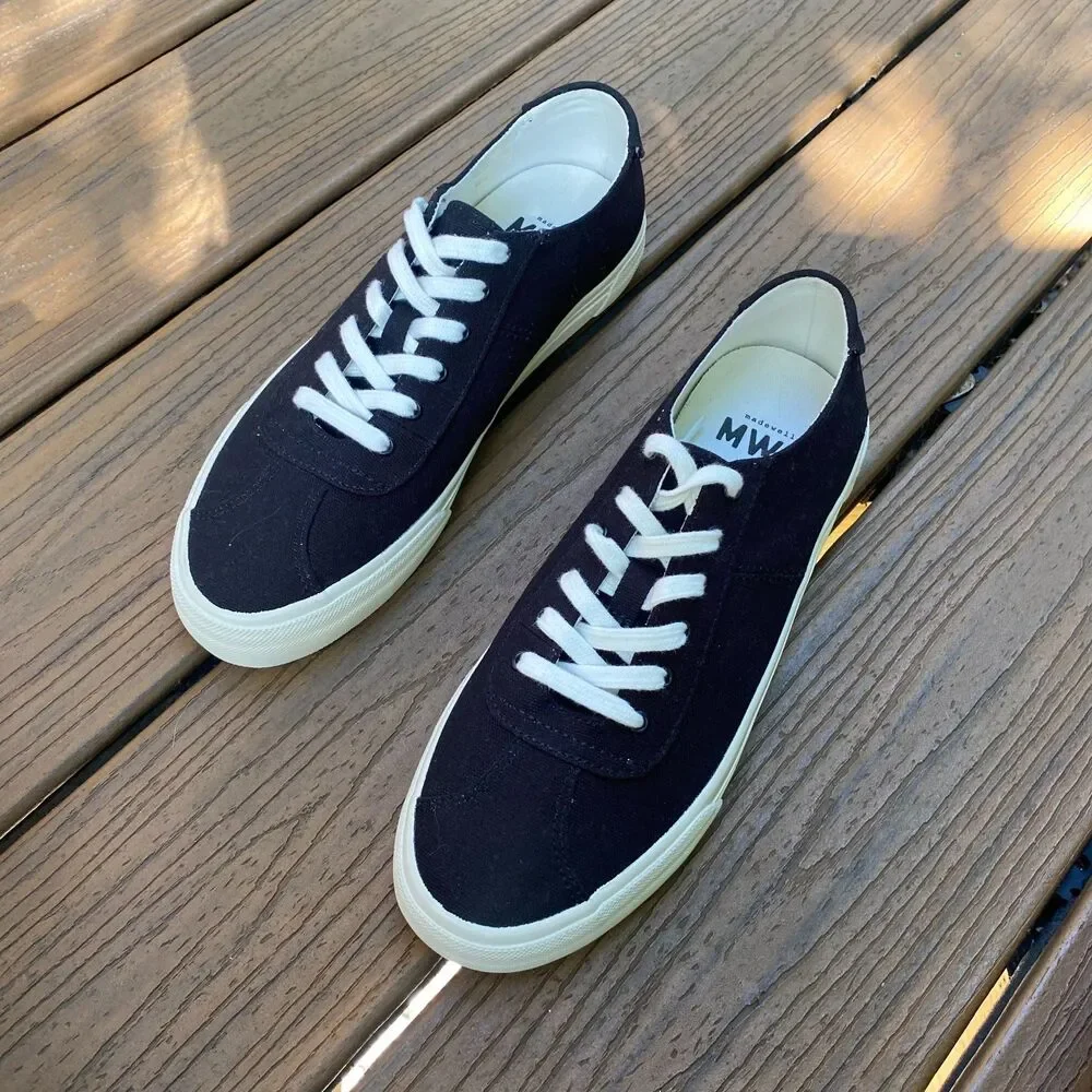 Madewell Sidewalk Low-Top‎ Sneakers in (Re)sourced Canvas W9.5/M8 Color Black