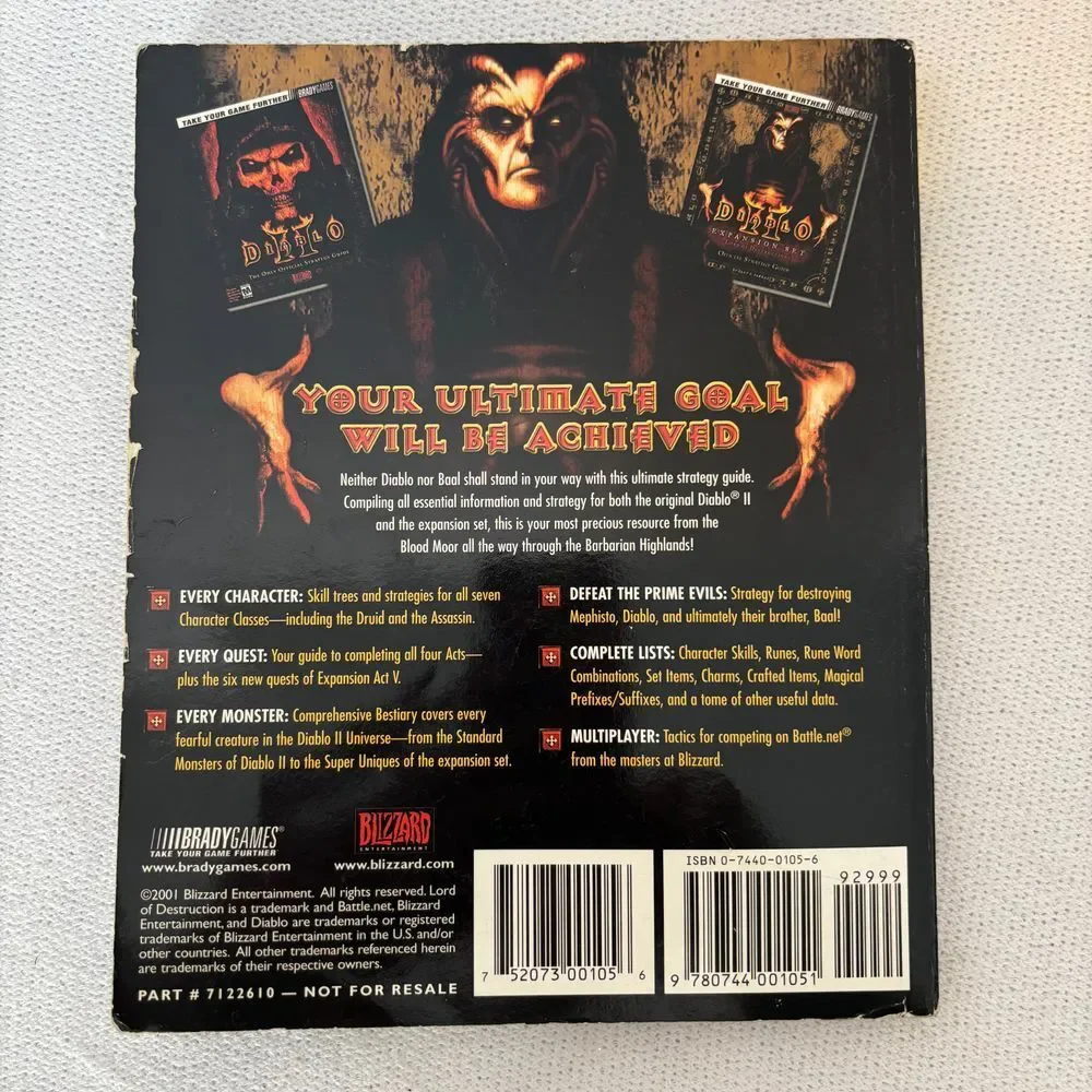 Diablo II 2 Ultimate Strategy Guide‎ Brady Blizzard PC Game Book Booklet Vintage