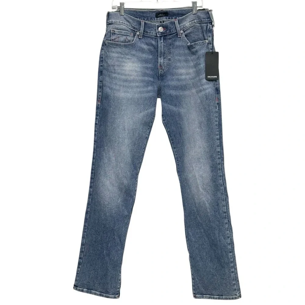 NEW TRUE RELIGION Ricky Straight Jean Light‎ Delightful Wash Relaxed Size 32 x34