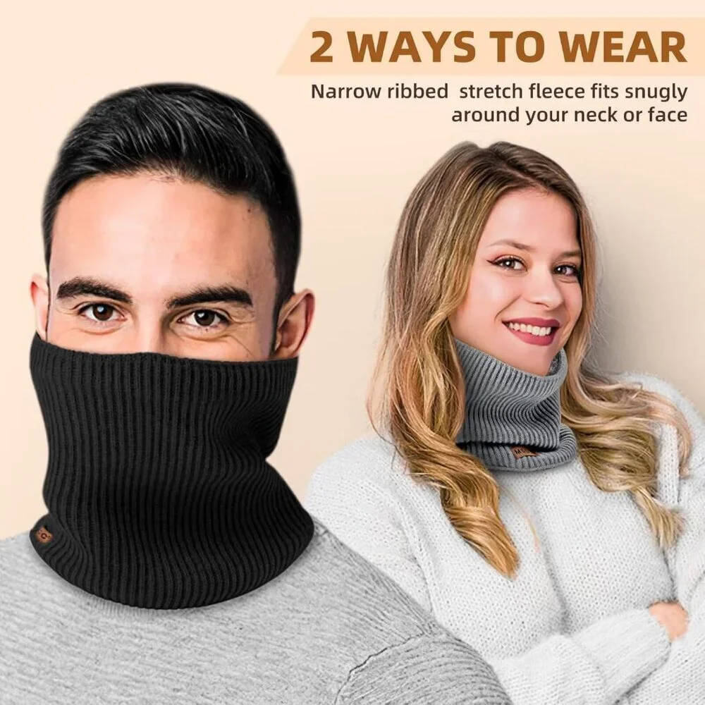 Men Warmer Black,dark Ggrey,yellow 3-Pack Neck Thermal Fleece Cold Weather