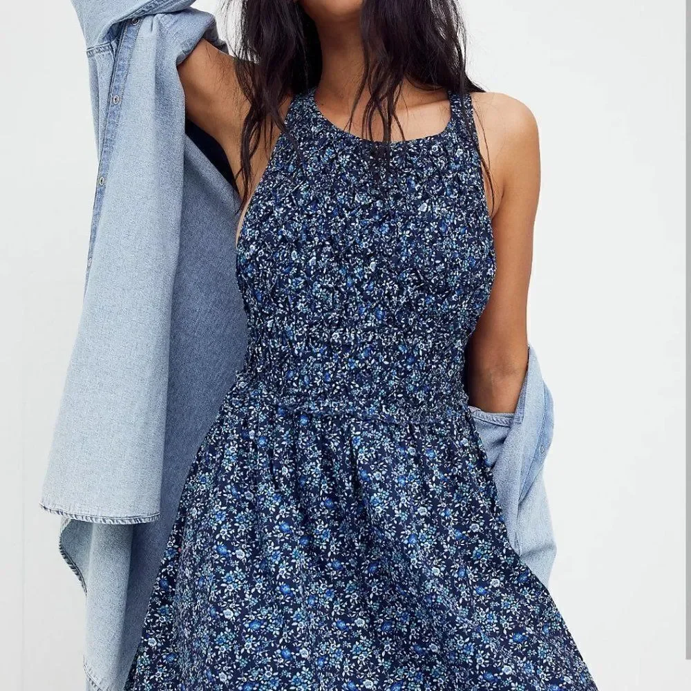 Free People Petunia Floral Mini Dress D--0119a