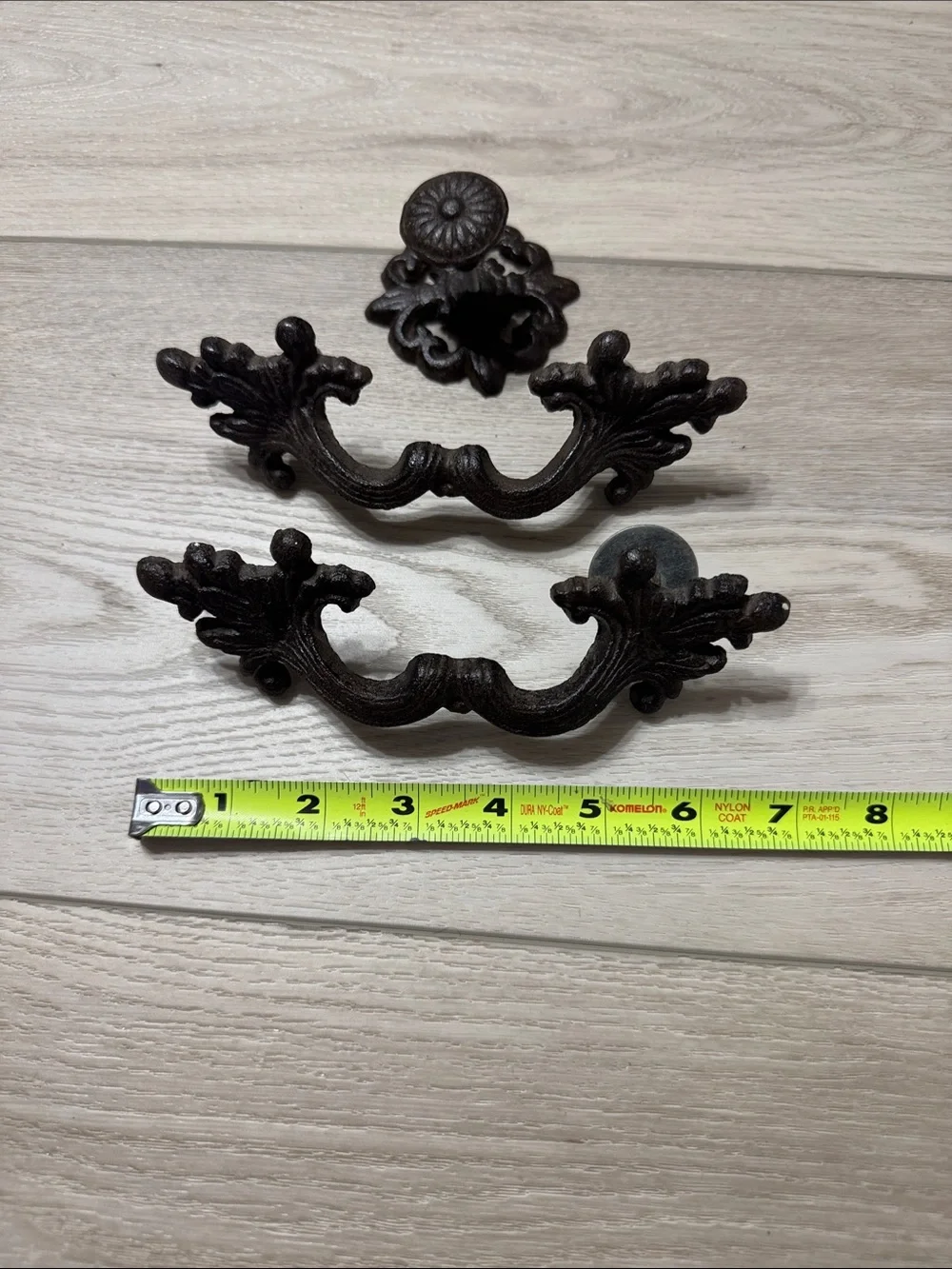 Vintage-Style Iron Drawer Pulls and Knob Set - Dark Brown