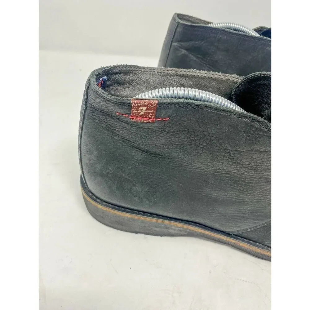 7 For All Mankind Mens Black Leather Desert Chukka Boots Size 11.5