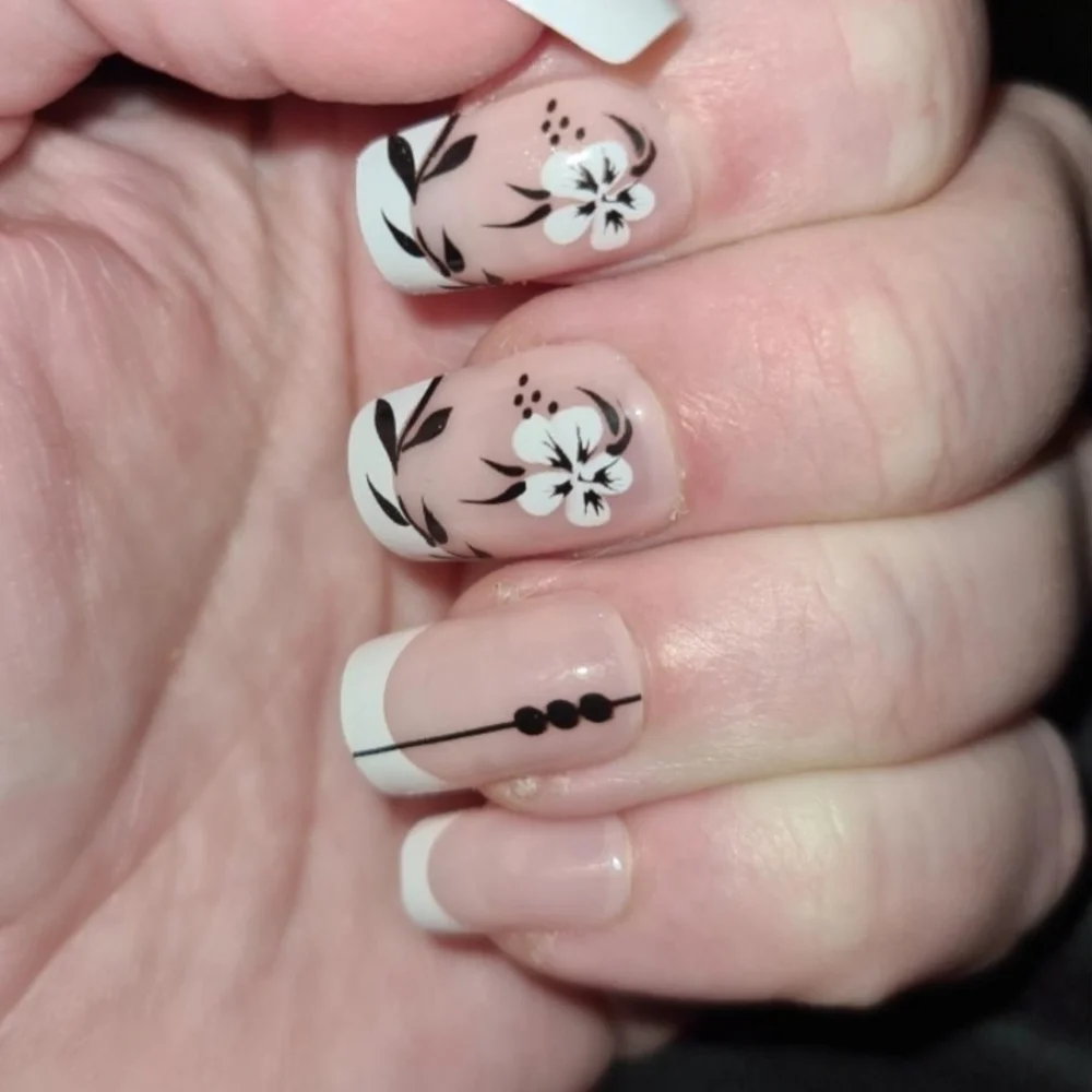 2/$16 Floral French Manicure Press On Nails