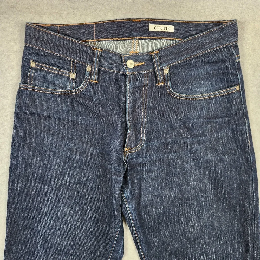 Gustin Selvedge Jeans 32x30 Blue Dark Wash Indigo Red Line Slim Fit Made In USA