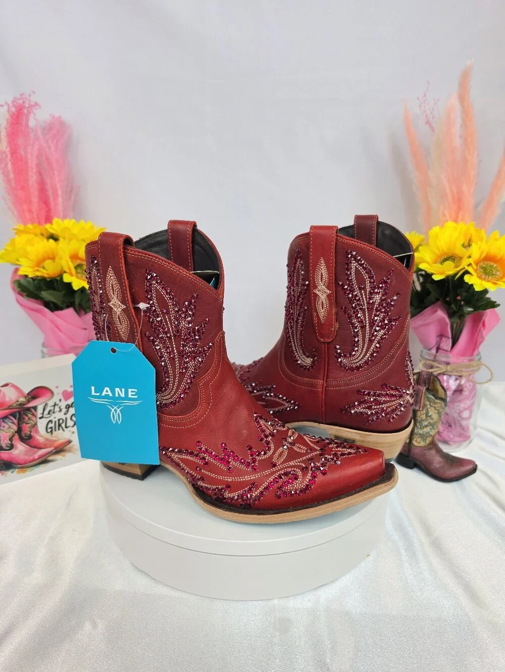New LANE Lexington Cowgirl Boots W/ SWAROVSKI Crystals 8
