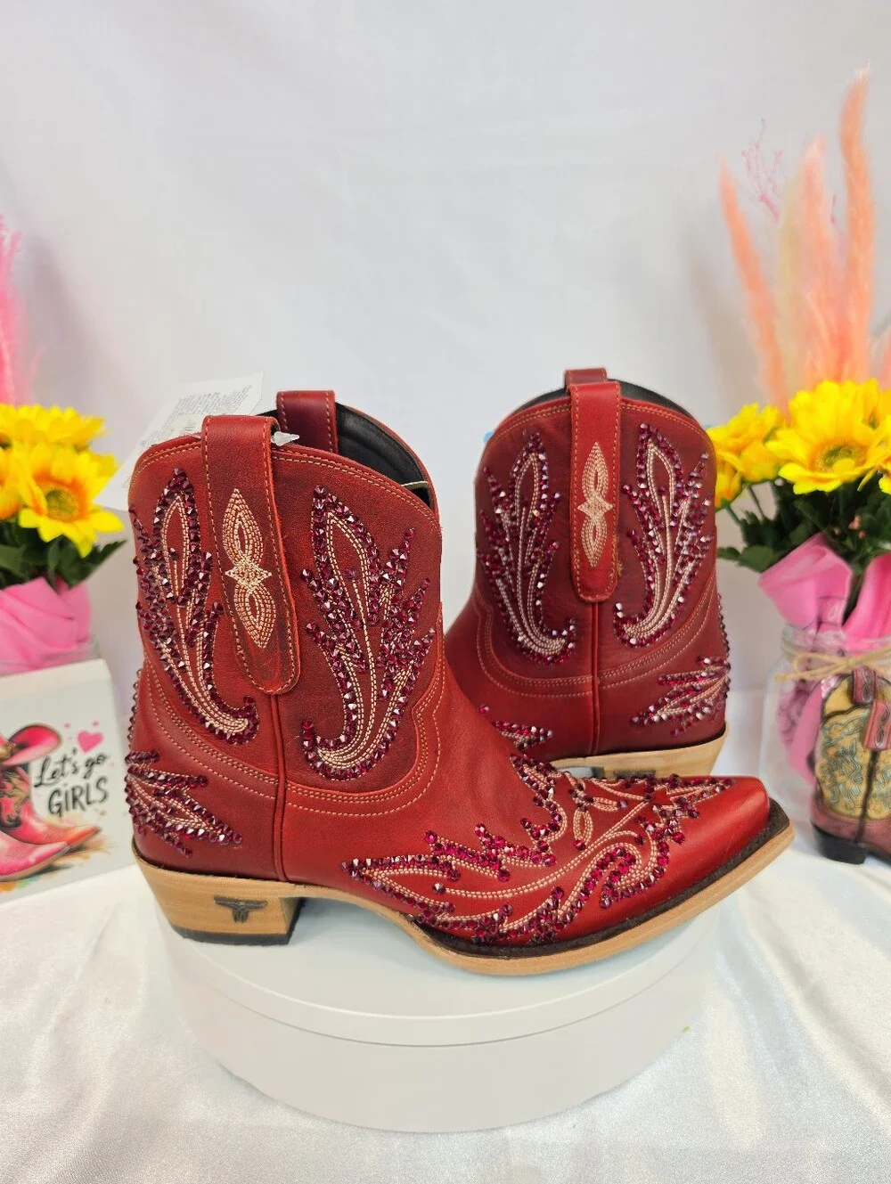 New LANE Lexington Cowgirl Boots W/ SWAROVSKI Crystals 8