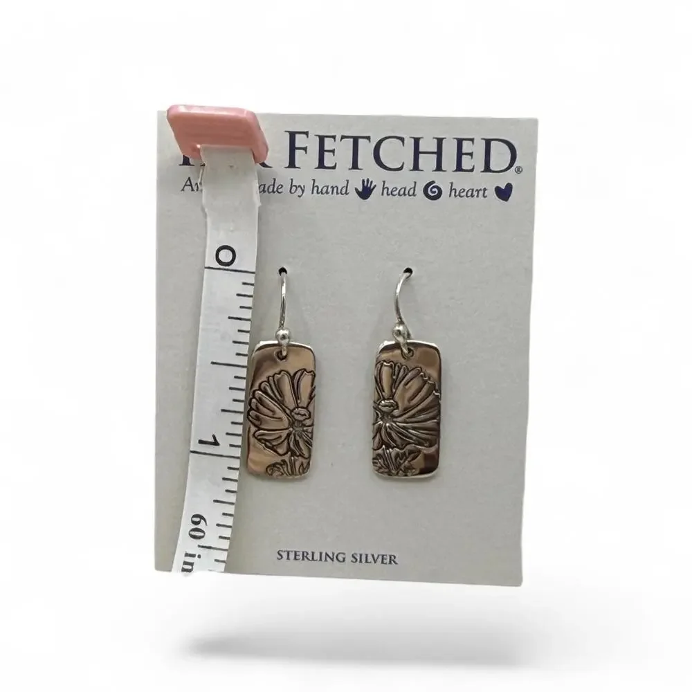 Far Fetched Cosmos Flower Dangle Earrings 925 Sterling Silver Artisan Handmade