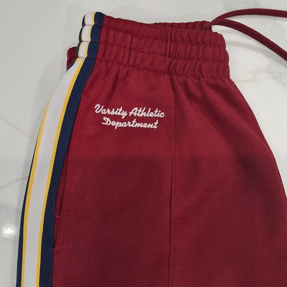 ✨2/$25 Aeropostale~VTG~Y2K~Red Maroon~Track Pant~Crest~Preppy~Zipper Cuff~SM