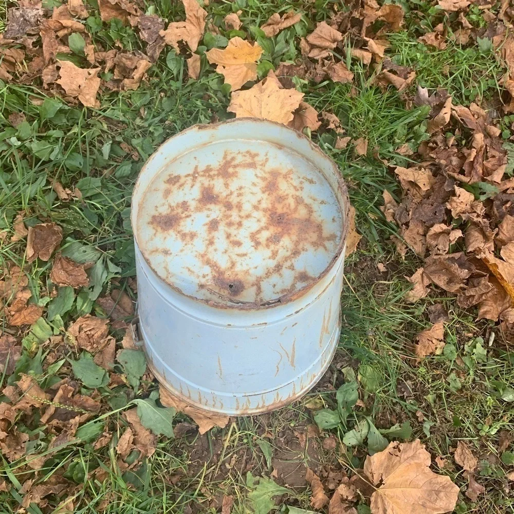 Antique Metal Enamel Bucket Farmhouse Cottage