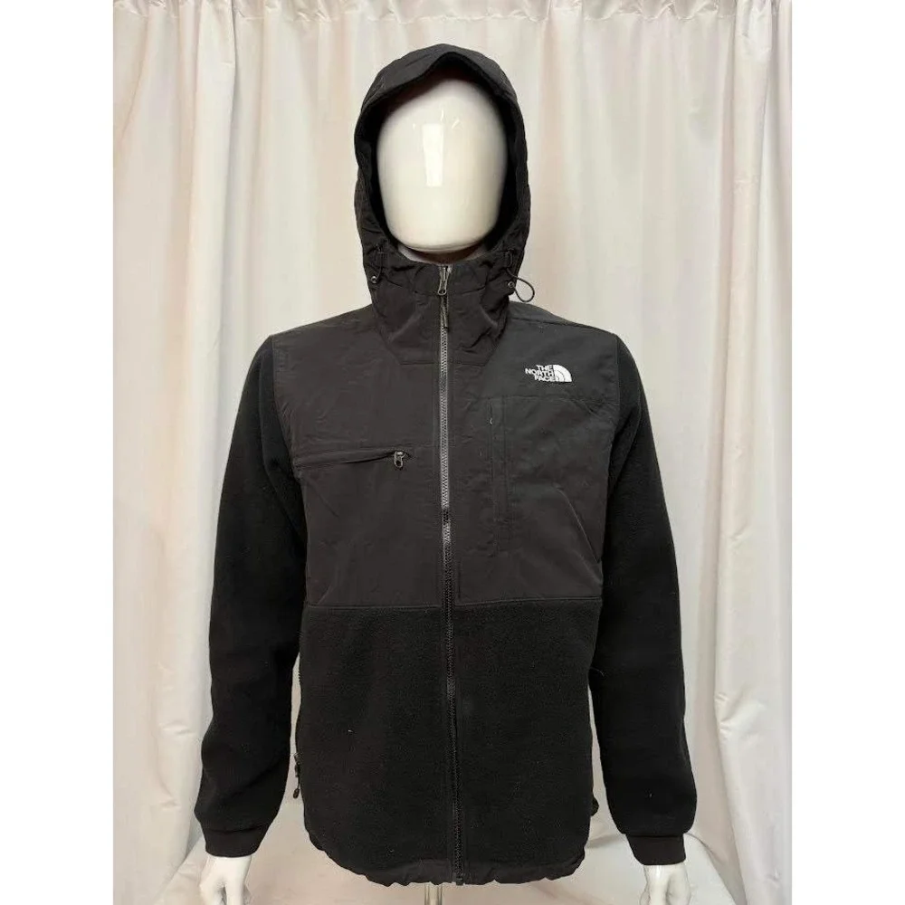 The North Face Denali 2 Hoodie Mens Medium TNF Black Fleece Full Zip Jacket NEW