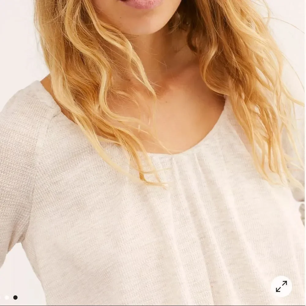 NWT Free People Bondi Thermal Cropped Swing Top in Blue