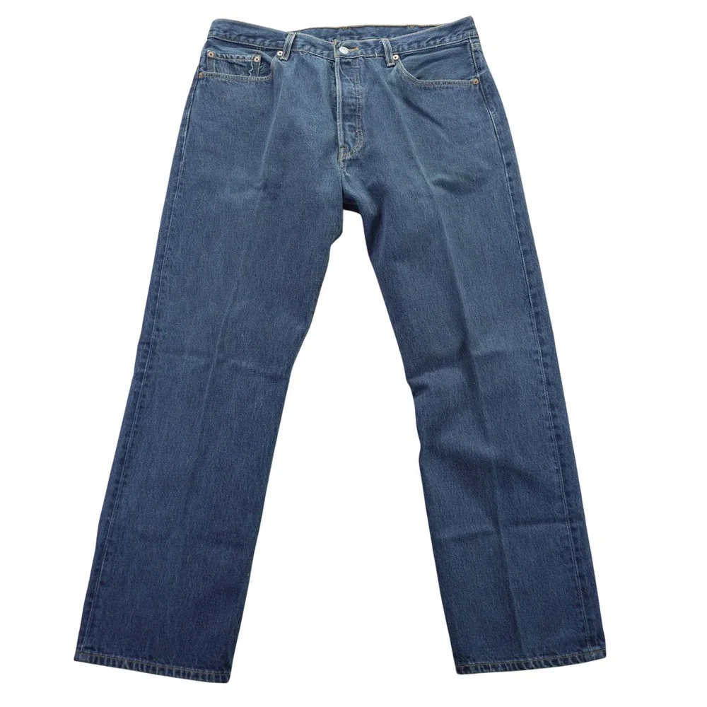 Levis 501 Vintage Mens Blue Denim Straight Leg Button Fly Jeans 38x32 2004