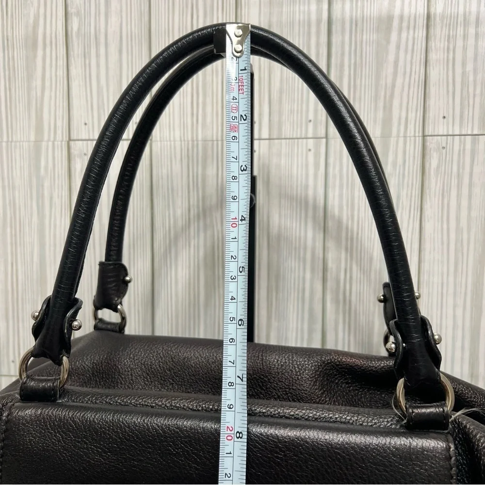 Salvatore Ferragamo Black Pebbled Leather Satchel Tote Bag Top Handle Purse