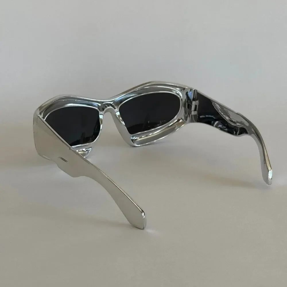 Y2K Silver Black Bubbly Round Rave Sunglasses Unisex Festival UVA UVB