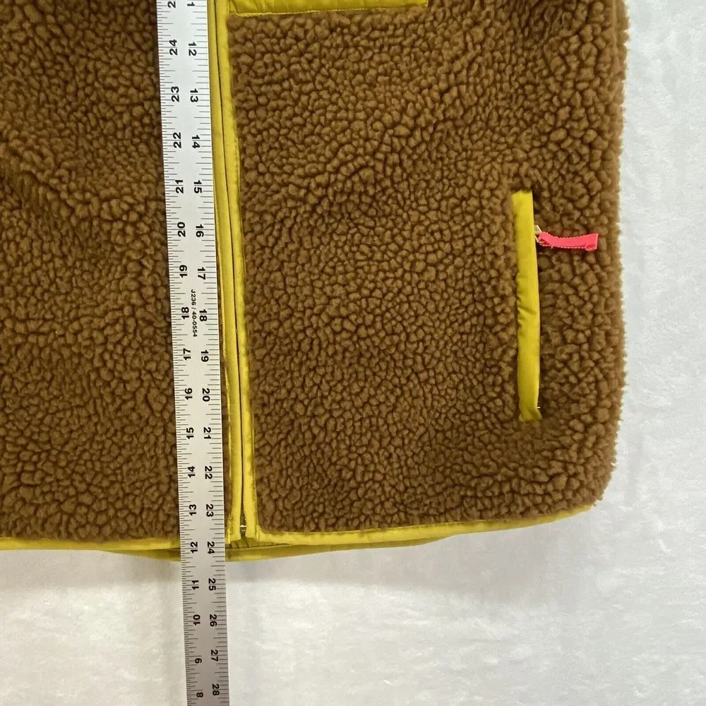 CREWCUTS J CREW Vest Girls 16 Sherpa Cozy  Fleece Brown Yellow Green‎