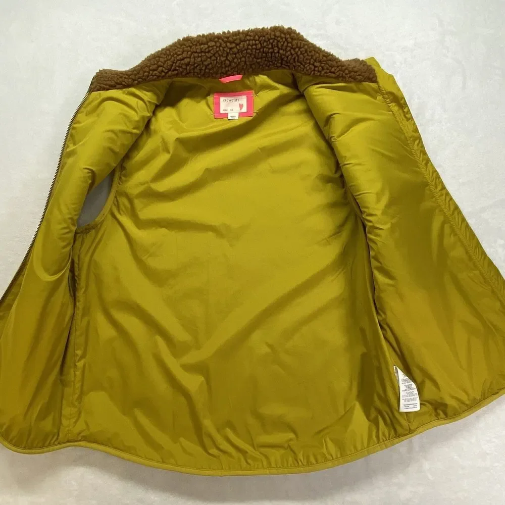 CREWCUTS J CREW Vest Girls 16 Sherpa Cozy  Fleece Brown Yellow Green‎