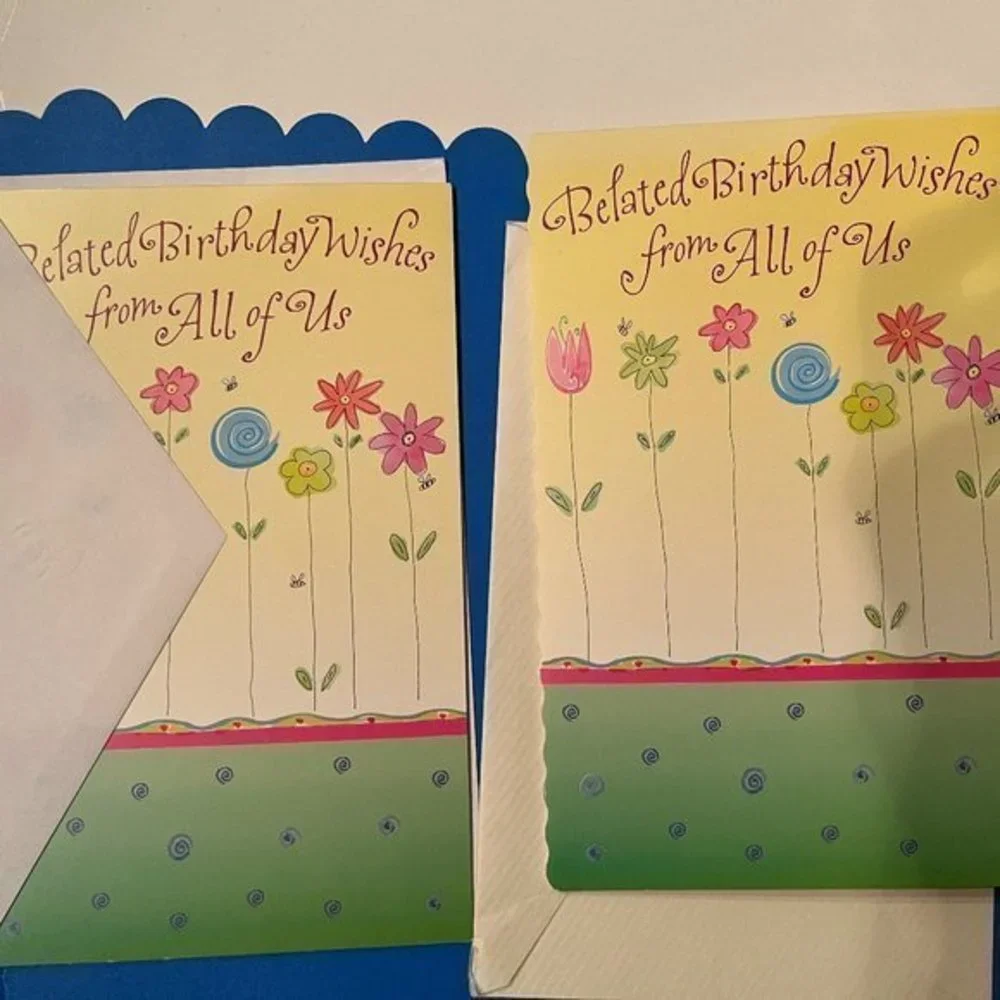 Birthday Cards‎ -Lot of 2 – Belated Birthday from All of Us (bday)