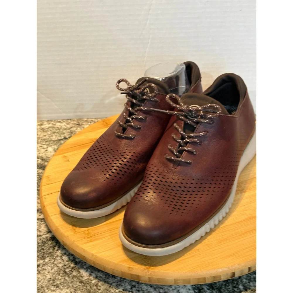 Cole Haan ZeroGrand Mens Burgundy Leather Perforated Wingtip Oxford Sneakers 11M