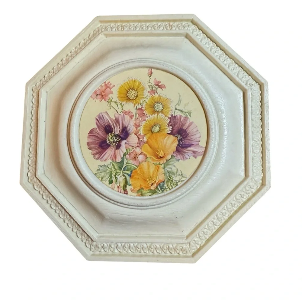 Set 2 Burwood Homco Vintage‎ Floral Wall Art Hanging Cottagecore MCM Plastic 70s