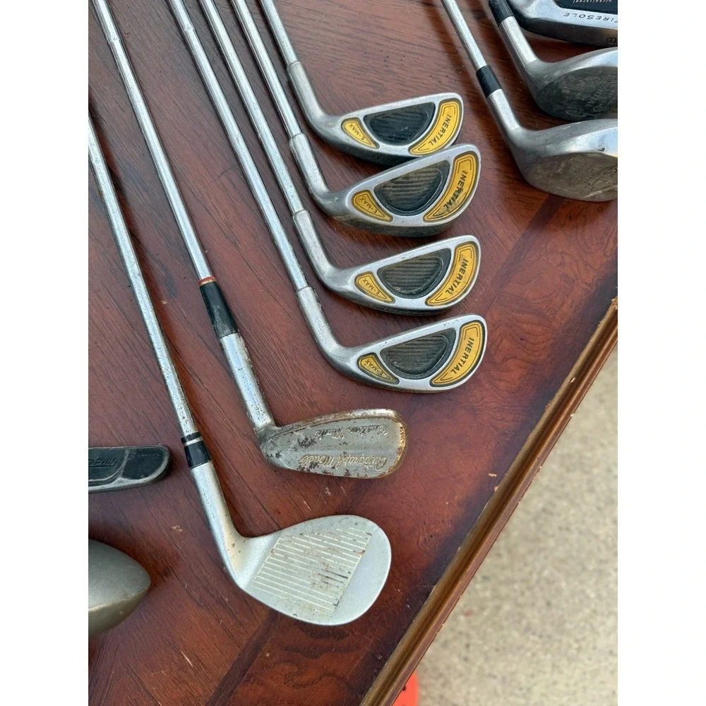 13 Golf Clubs Assorted Vintage Ron Miller Pro Golf‎ Bag 3-way Made In USA,