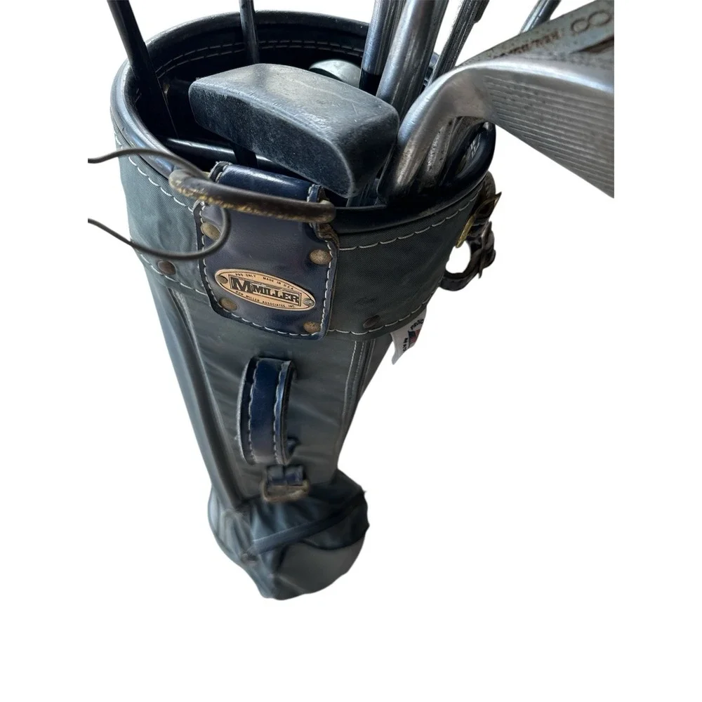 13 Golf Clubs Assorted Vintage Ron Miller Pro Golf‎ Bag 3-way Made In USA,