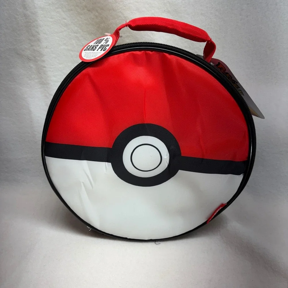 Kids Pokemon Insulated Lunch Box Bag Ther‎ mos Pokeball Round Snack Bag
