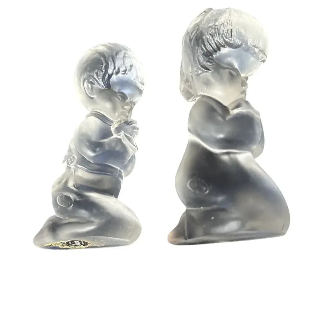 Fenton Art Glass‎ Frosted Praying Boy And Girl Vintage 60's Figurine