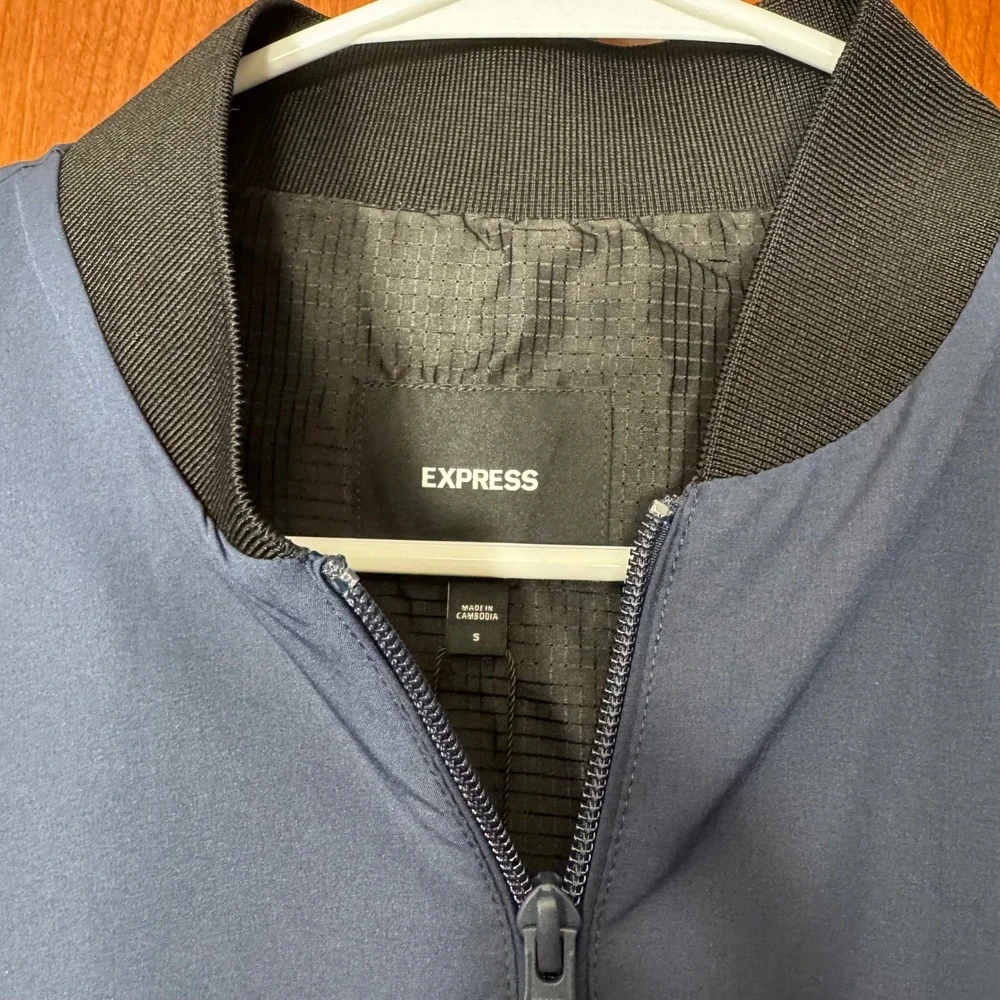 NWT Express Bomber Jacket Men Blue Zip S Outerwear Travel Lightweight Nautical
