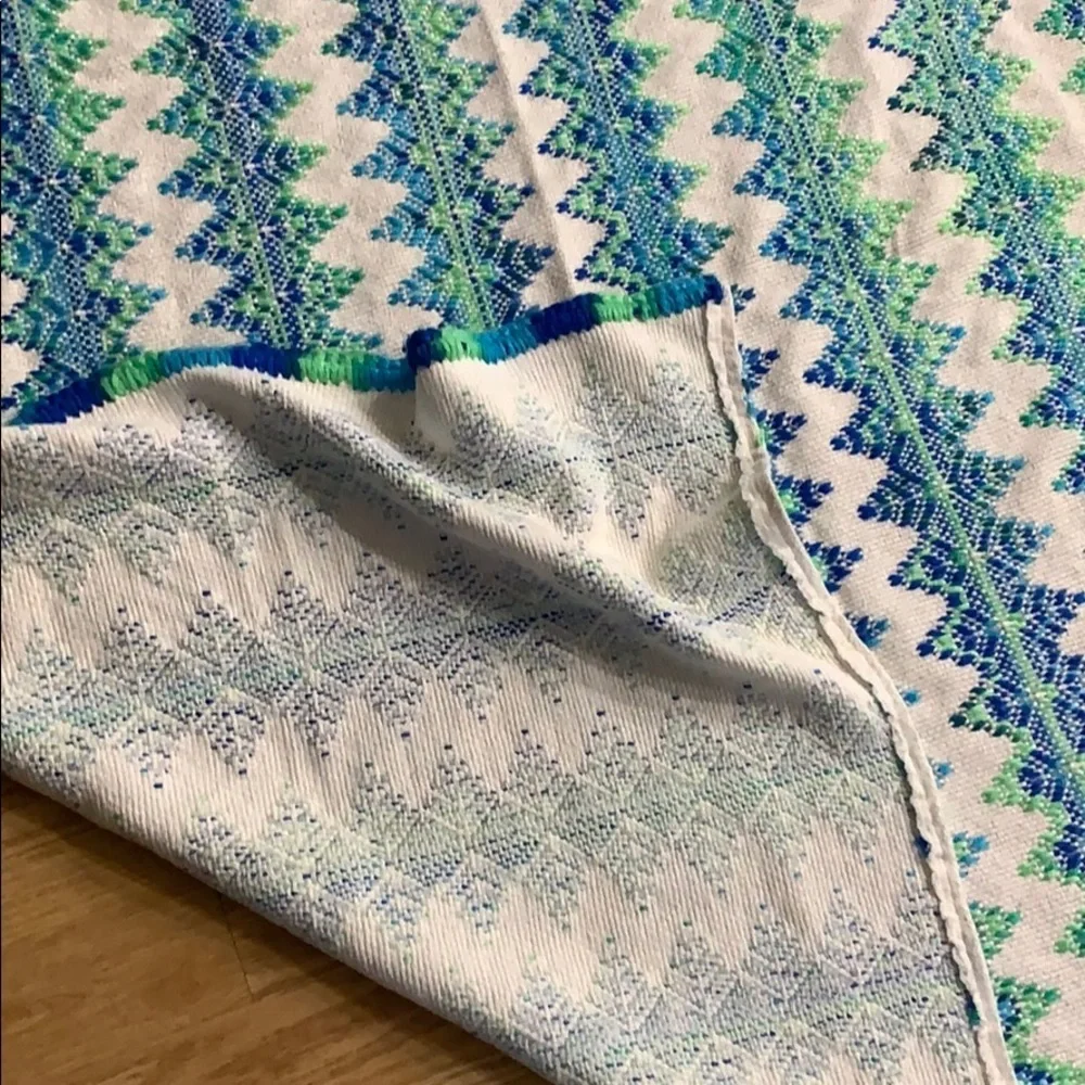 46 x 50 woven beach blanket towel mat blue & green