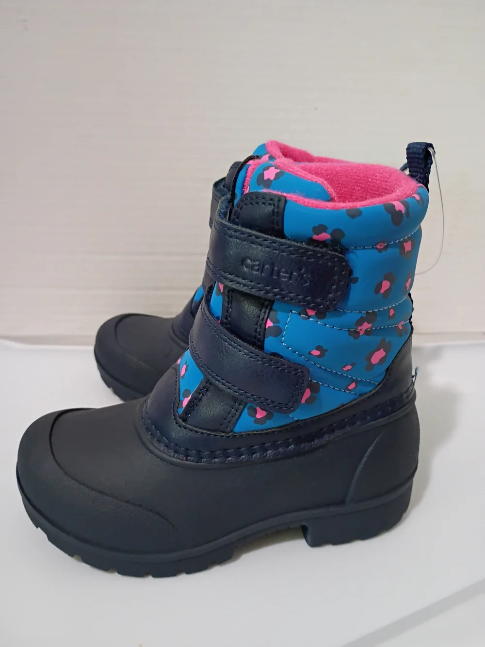 CARTER'S GIRLS NAVY BLUE AND PINK FLORAL WINTER BOOTS SIZE 8 NWT
