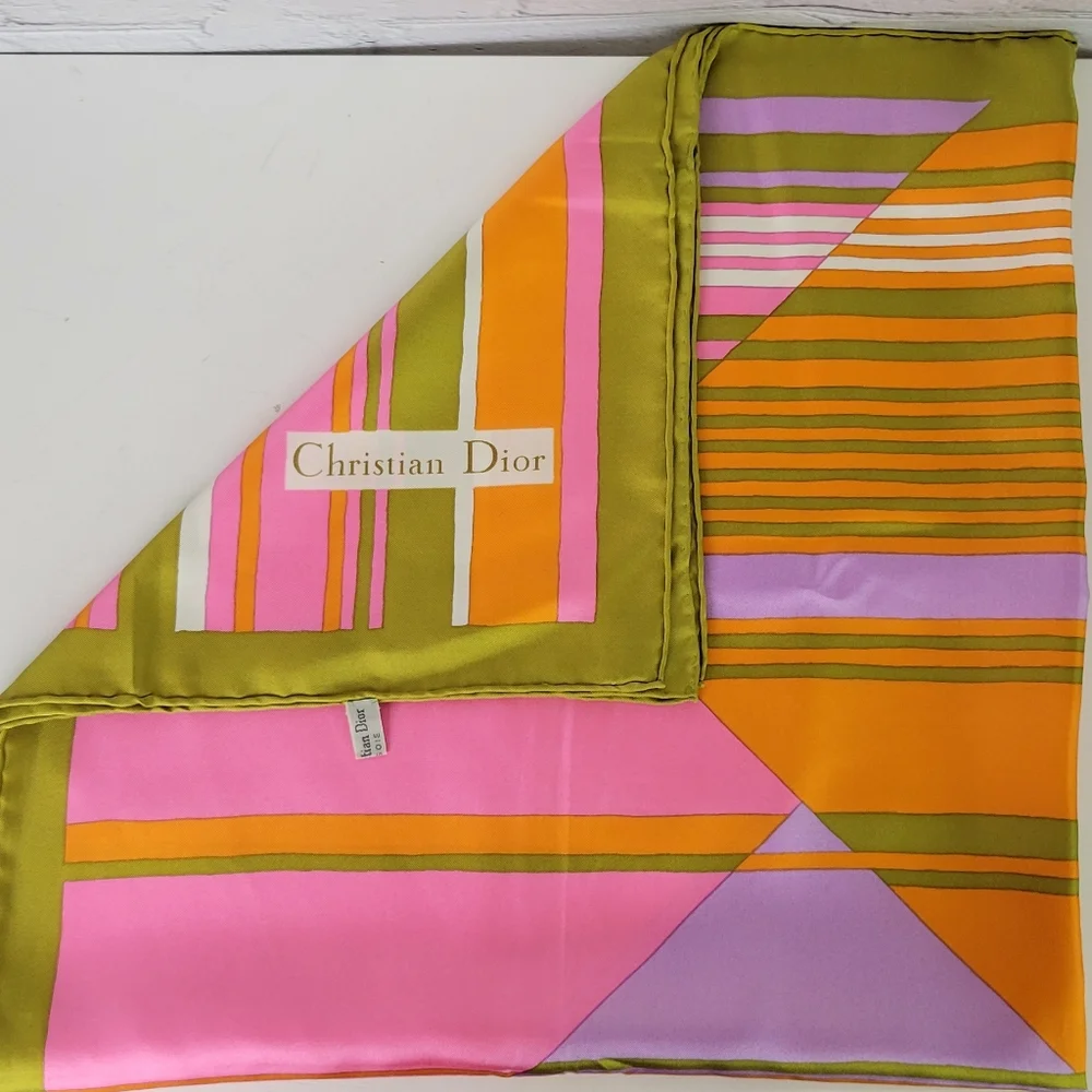 VTG DIOR Geometric Silk Twill Scarf