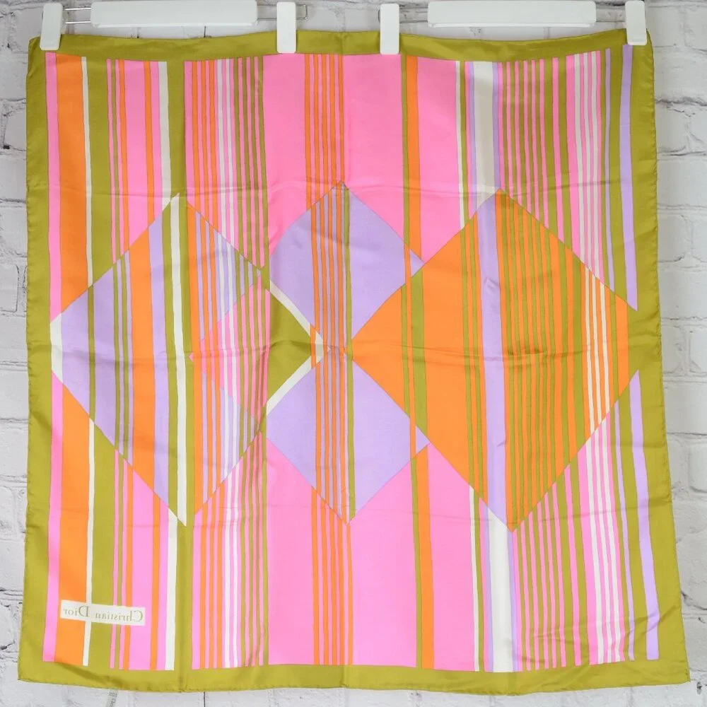 VTG DIOR Geometric Silk Twill Scarf
