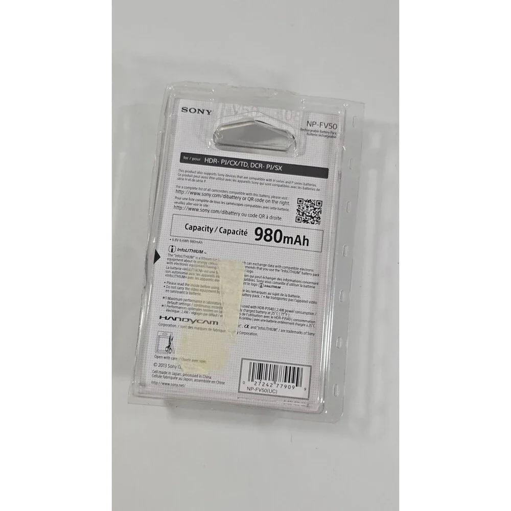 Battery NP-FV50 for SONY Camcorder Handycam HDR- PJ/CX/TD, DCR- PJ/SX SEALED C17