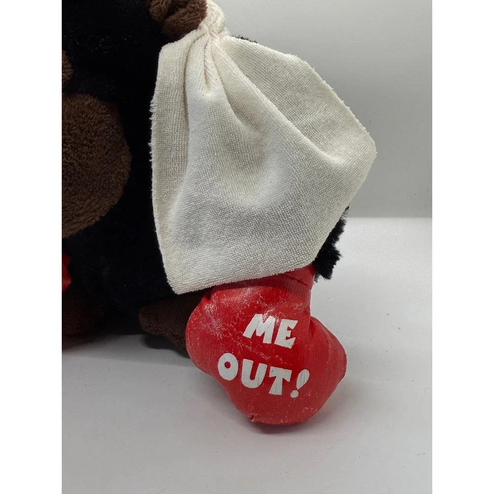 VTG Dan Dee Boxing Gorilla Plush Toy Black Red Gloves You Knock Me Out Towel