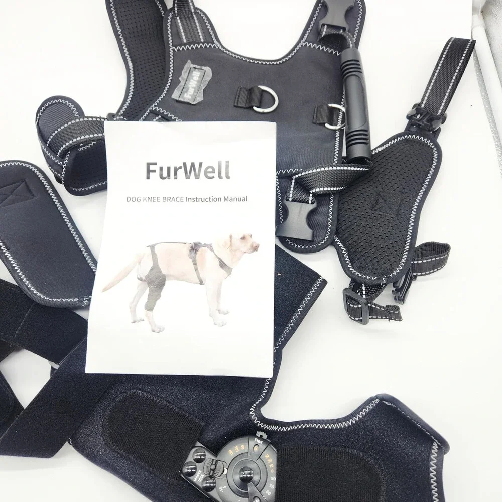 FurWell‎ M Left Dog Knee Brace Rear Leg ACL CCL Support with Chest Harness