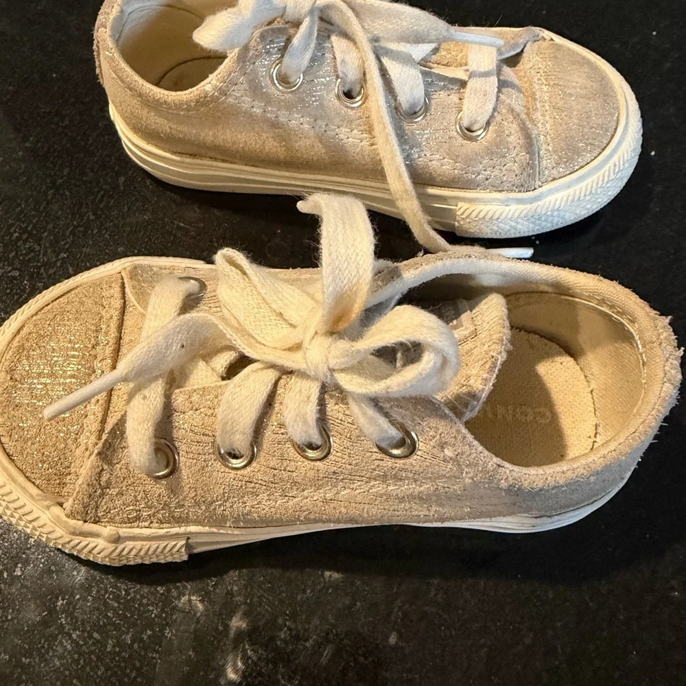 Converse Kids Cream/gold Converse Sneakers