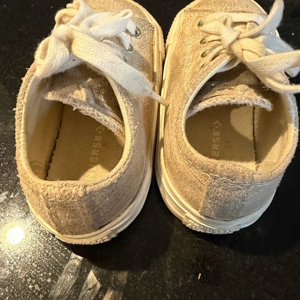 Converse Kids Cream/gold Converse Sneakers
