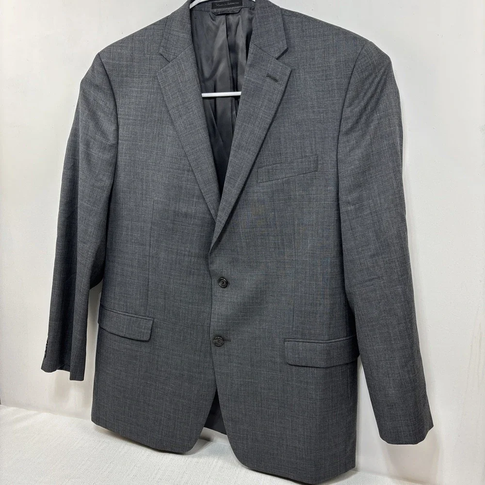 Lauren Ralph Lauren Men's Gray Textured Blazer Suit‎ Jacket Size 44L 100% Wool