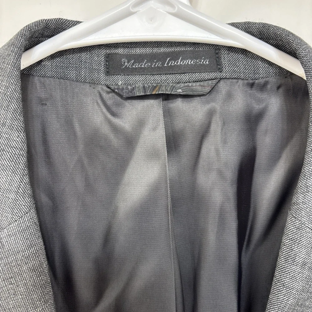 Lauren Ralph Lauren Men's Gray Textured Blazer Suit‎ Jacket Size 44L 100% Wool