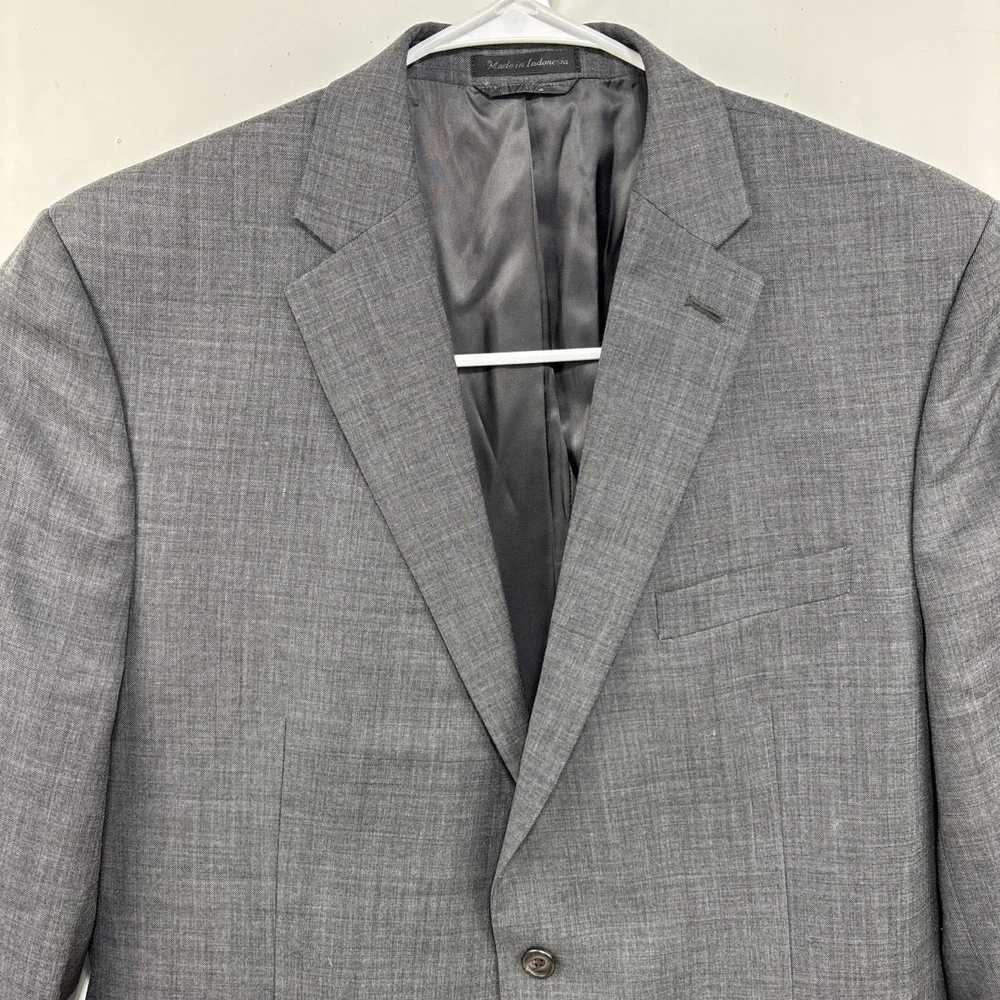 Lauren Ralph Lauren Men's Gray Textured Blazer Suit‎ Jacket Size 44L 100% Wool